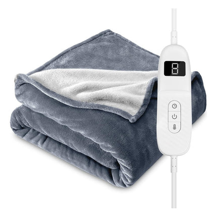 Manta Frazada Polar Con Corderito Electrica 2 Plazas Gris  Cordertio Gri