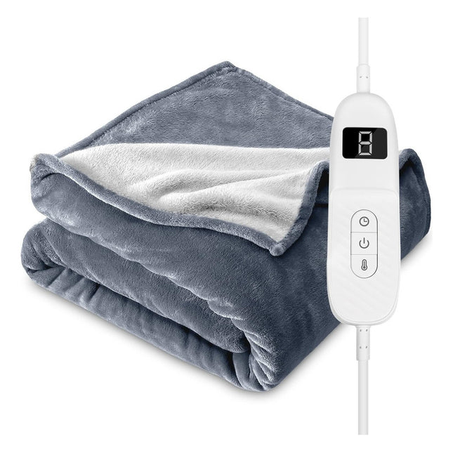 Manta Frazada Polar Con Corderito Electrica 2 Plazas Gris  Cordertio Gri