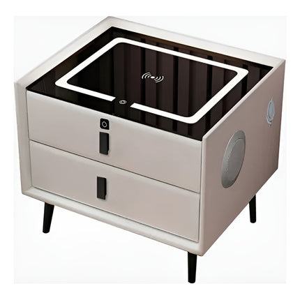 Mesa De Luz Noche Inteligente Led Parlante Bloqueo Huella V