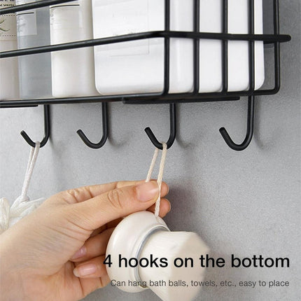 Canasto Organizador Adhesivo Metal Cocina Baño Con Ganchos