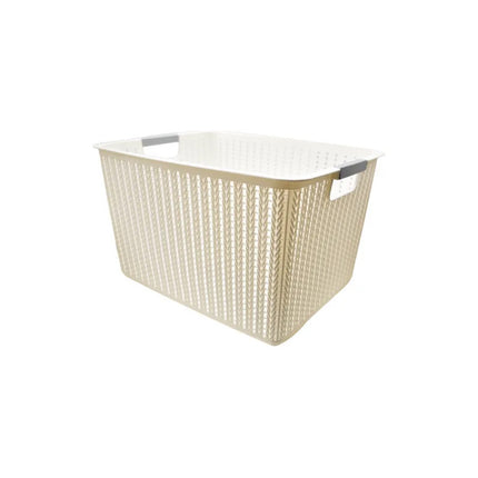 Canasto Labrado Con Asas 35x26x21cm Chw02217 Beige
