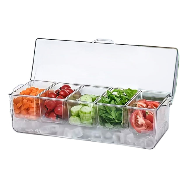 Bandeja 5 Compartimientos Enfriado Con Hielo Transparente