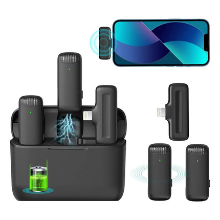 Microfono X2 Solapero Base De Carga Usb-c + iPhone Negro Negro