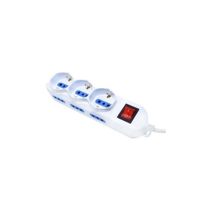 Alargue 3 Schuko 6 Modulos Laterales 3 Metros  Led Life  Blanco