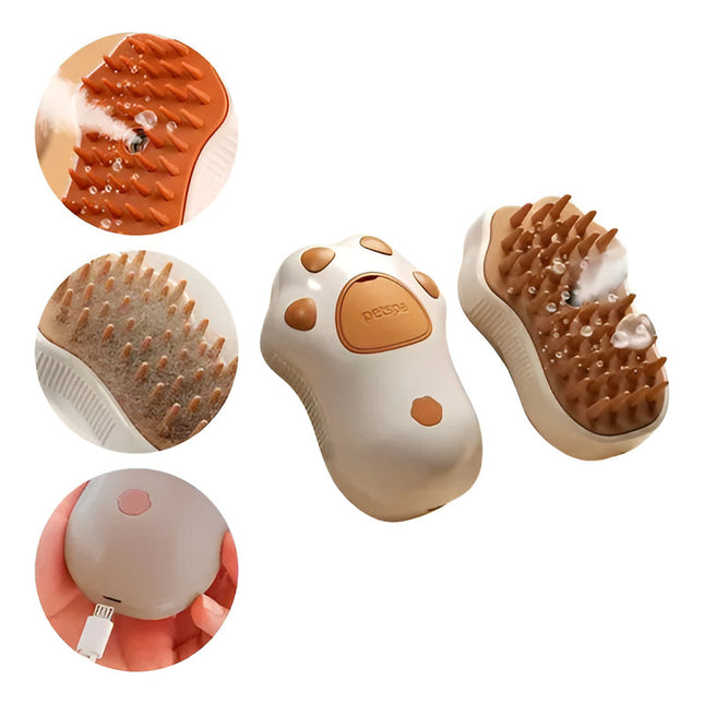 Cepillo Masajeador Vapor Mascotas Perro Gato Patita V