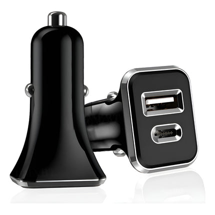 Cargador 12v 2 Entradas  Para Auto 3.1a Tipo C  Negro