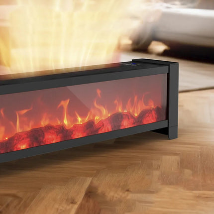Calefactor Barra Efecto Fuego Con Control Remoto Negro