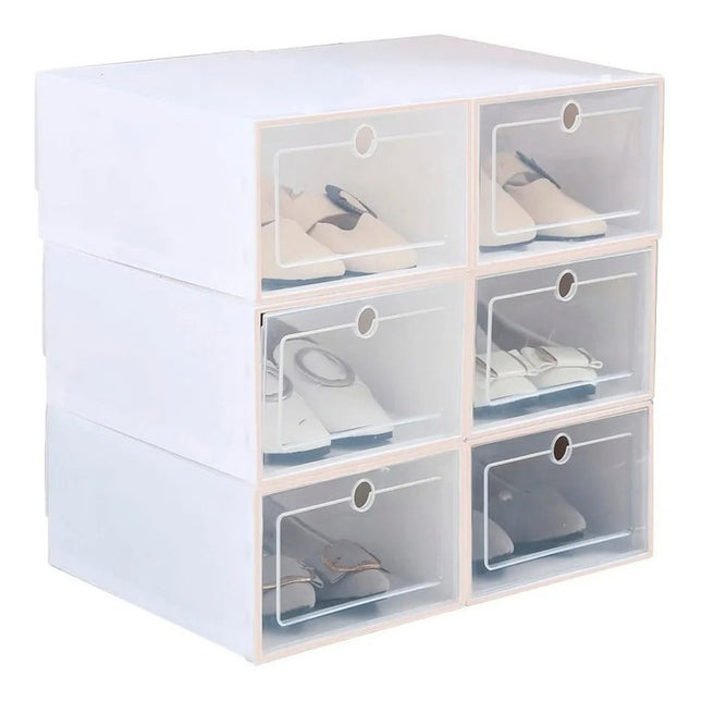 Cajas Estantes Organizador Rack Zapatos  Apilables Pack X6 Blanco
