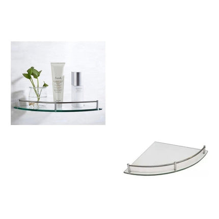 Repisa Esquinero De Vidrio Baño 23.5 Cms Radio Ducha Pared Plateado