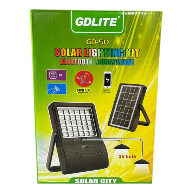 Foco 3en1 50w + Panel Solar Incorpado + Parlante Bluetooth X