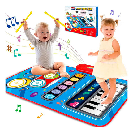 Alfomba Manta Musical Bateria Y Piano 2 En 1 Azul