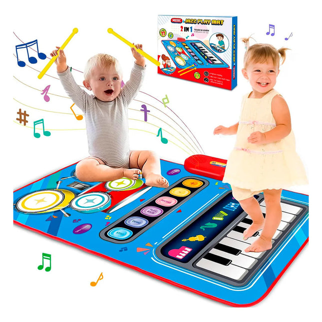 Alfomba Manta Musical Bateria Y Piano 2 En 1 Azul