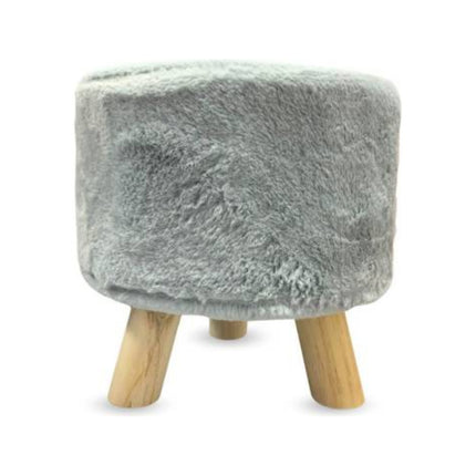Banco Puff Redondo Con Patas De Madera 30x30cm