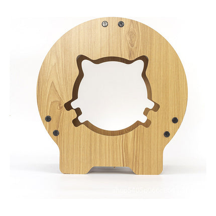 Casa De Gatos En Mdf Con Rascador Redonda Marrón