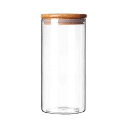 Frasco De Vidrio Con Tapa De Bambu 1500ml Ha3594 Vidrio