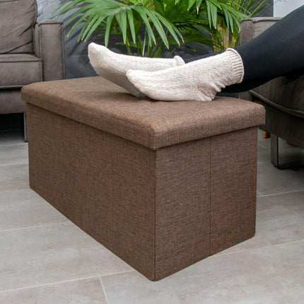 Banco Puff Baúl Plegable Rectangular  76x38x36cm. Marrón