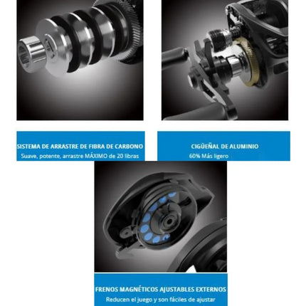 Reel De Pesca Zurdo 7.3:1 Cadence Sf1640 Negro