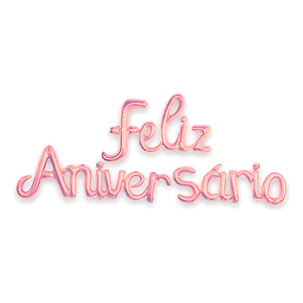 Guirnalda Feliz Aniversario Inflable Rosa