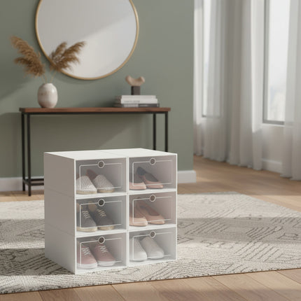 Cajas Estantes Organizador Rack Zapatos Zapatera Apilables  Blanco