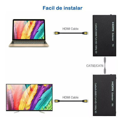 Extensor Adaptador Conversor Hdmi A Red Lan Ethernet 60 Mts