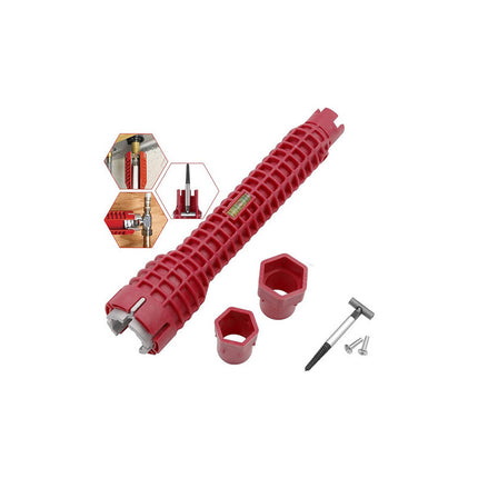 Llave Multiple Plomeria Sanitaria  Baño Cocina Multiuso Rojo