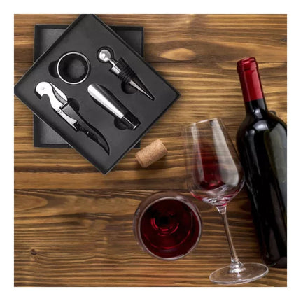 Set De Vino 4 Piezas Accesorios Sacacorcho En Caja