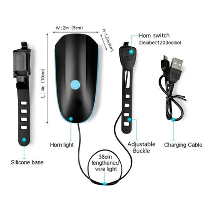 Farol Luz Led Delantera Con Boton De Bocina Bicicleta Bici