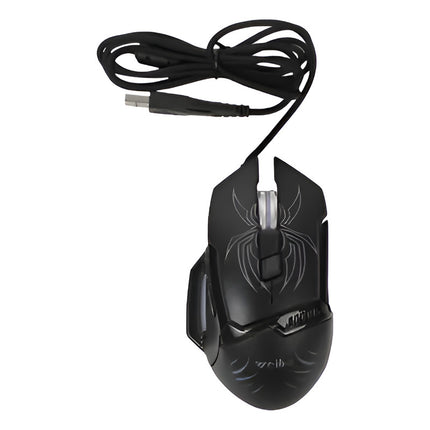 Mouse Gamer Con Cable 1.8 M Wb-903 Diseño Araña Negro