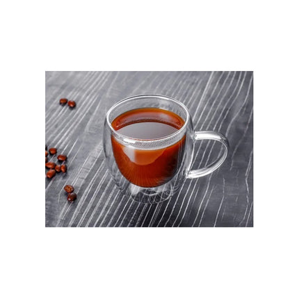 Taza De Vidrio Doble Pared Con Asa 250 Ml Medidas 9x7.5x5 Cm