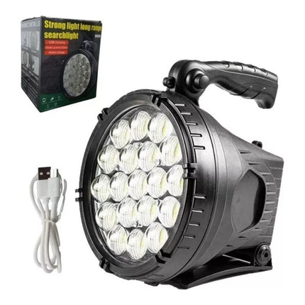 Foco Largo Alcance Alta Potencia Recargable Reflector Linter Negro Blanco