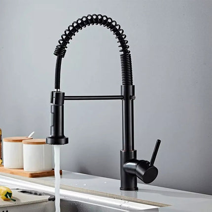 Canilla Monocomando Pico Flexible Extensible Cocina Mesada  Negro Mate