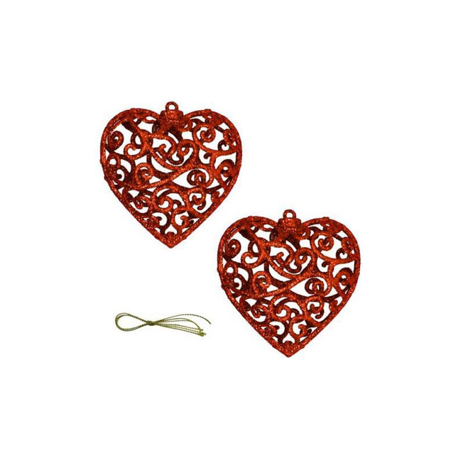 Adorno De Navidad Colgante Con Brillos X 2. Rojo Ccm00745 Rojo