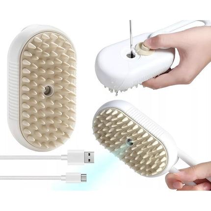 Cepillo A Vapor Automatico Baño Gatos Cepillo 3 En1 Mascotas Blanco