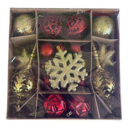 Set De Adornos Navideños Para Arbol X 21 Piezas Rojo Y Dorado
