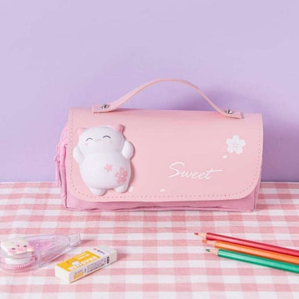 Cartuchera Escolar Kawaii 3d Rosado Rosado