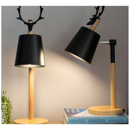 Lámpara De Mesa Led Base De Madera Lectura De Protección X