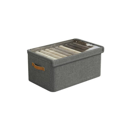 Caja Organizadora Con Asas Y Tapa En Tela 50x36x23cm. Gris