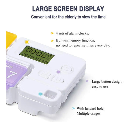 Pastillero Semanal Con Alarma Digital Blanco