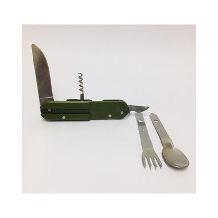 Navaja Con Tenedor Y Cuchara 5 En  1  Verde Oscuro