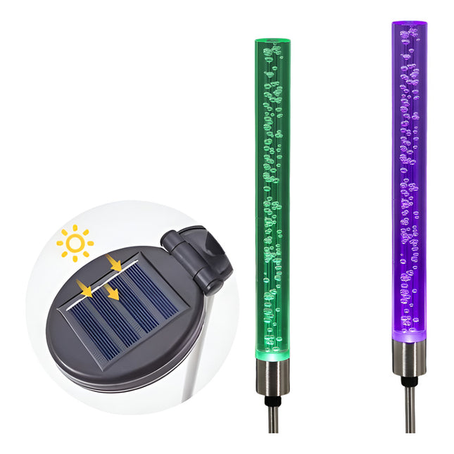 Estaca Solar Led Rgb Cilíndrica Para Jardín Rgb