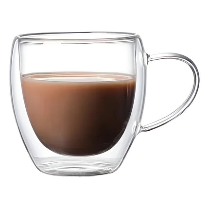 Taza De Vidrio Doble Pared Con Asa 250 Ml Medidas 9x7.5x5 Cm