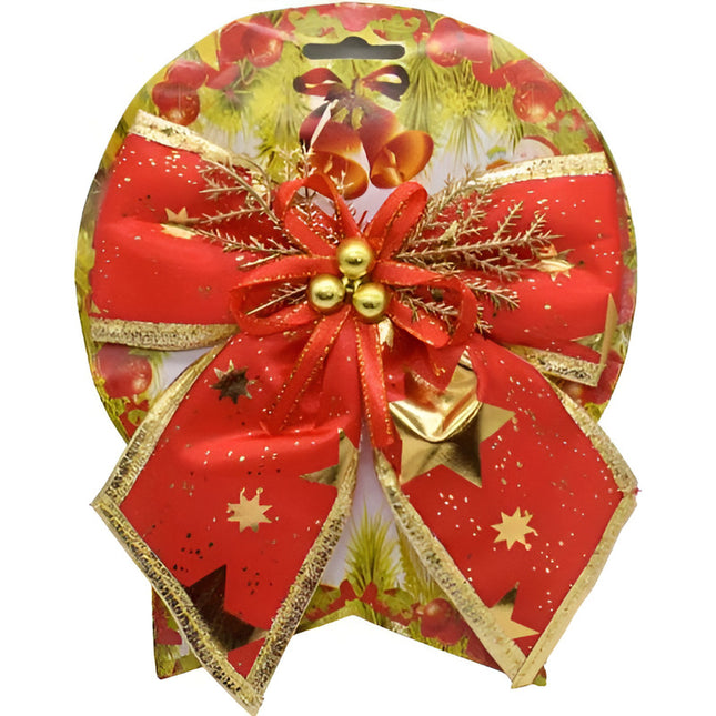 Adorno De Navidad Moña Roja 16x17cm Ccm00707 V
