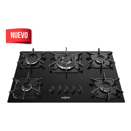 Anafe De Empotrar A Gas En Vidrio Negro Aenxv2752ng Enxuta Negro