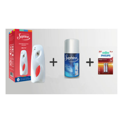 Pack Dispensador Saphirus+aerosol A Eleccion+pilas De Regalo