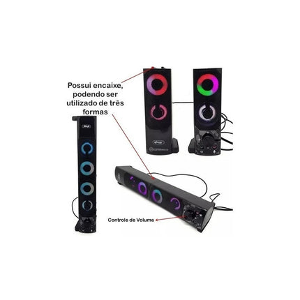 Parlante Pc Kp6040 Opcion Barra De Sonido Con Lus Led Y Usb