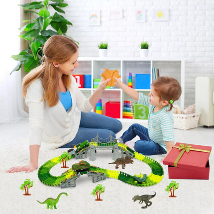 Pista De Carreras De Dinosaurios Para Niños 275 Piezas Verde