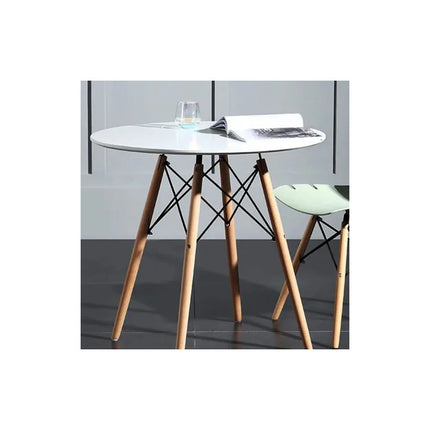 Mesa Redonda Tipo Eames Mesa Comedor Reforzada Patas Madera V