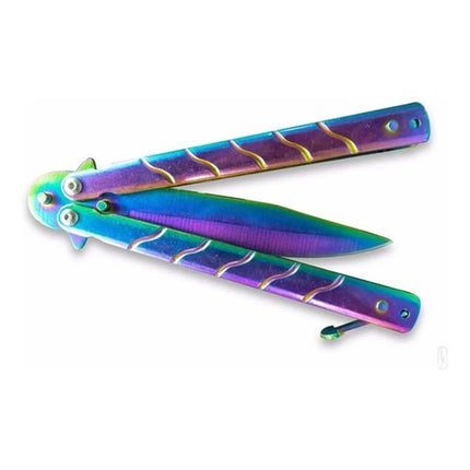 Navaja Mariposa De Gran Calidad Tornasolada De Bolsillo Rgb