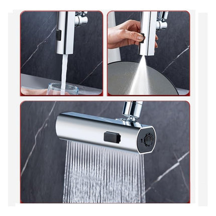 Cabezal Para Canillas Giratorio Universal De Baño 4 Modos Plateado Brillante