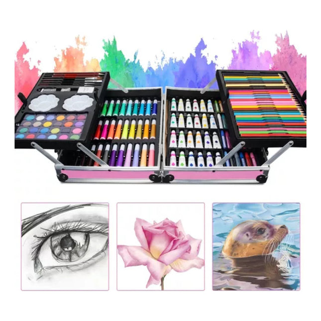 Set De Arte Infantil En Valija De Aluminio Con 145 Piezas